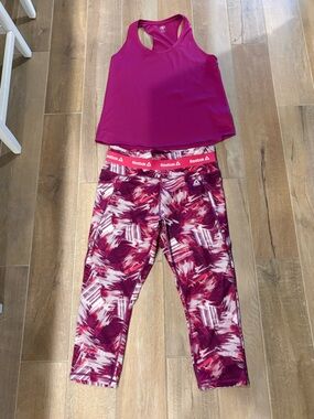 Reebok full length thick leggings with pockets&Athletic Razorback tank top